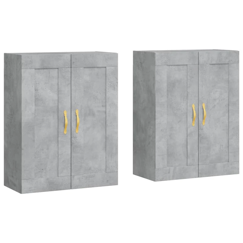 Lot de 2 armoires murales pratiques rangement 69,5 x 34 x 90 cm en bois d'ingénierie gris béton 02_0055499