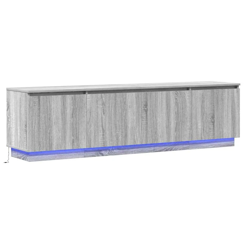 Meuble TV moderne avec éclairage LED 180 x 38 x 49 cm pour salon déco en bois d'ingénierie gris sonoma 02_0056012