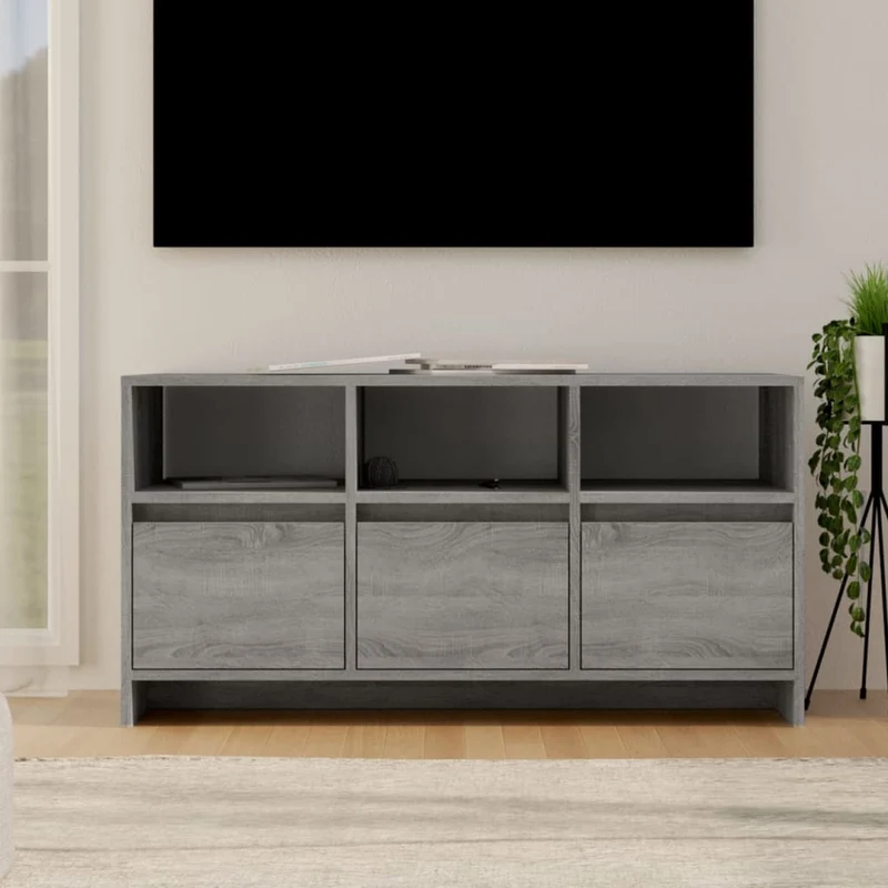 Meuble TV multimédia étagère télévision buffet téléviseur salle à manger salon chambre sonoma 102 x 37,5 x 52,5 cm bois d'ingénierie gris 02_0028367