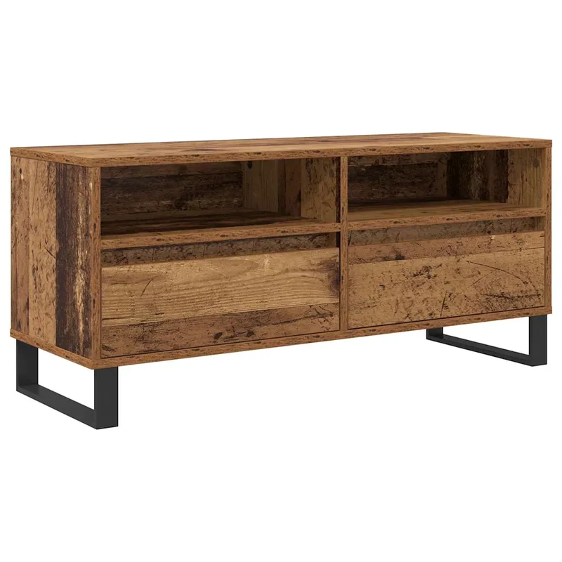 Meuble TV rectangulaire moderne avec tiroir et étagère 100 x 34,5 x 44,5 cm en bois ancien 02_0052745