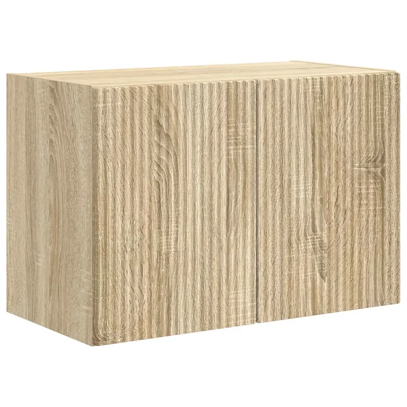 Meuble TV mural rectangulaire design contemporain 59,5 x 31 x 40 cm avec rangement fonctionnel en bois chêne sonoma 02_0055007