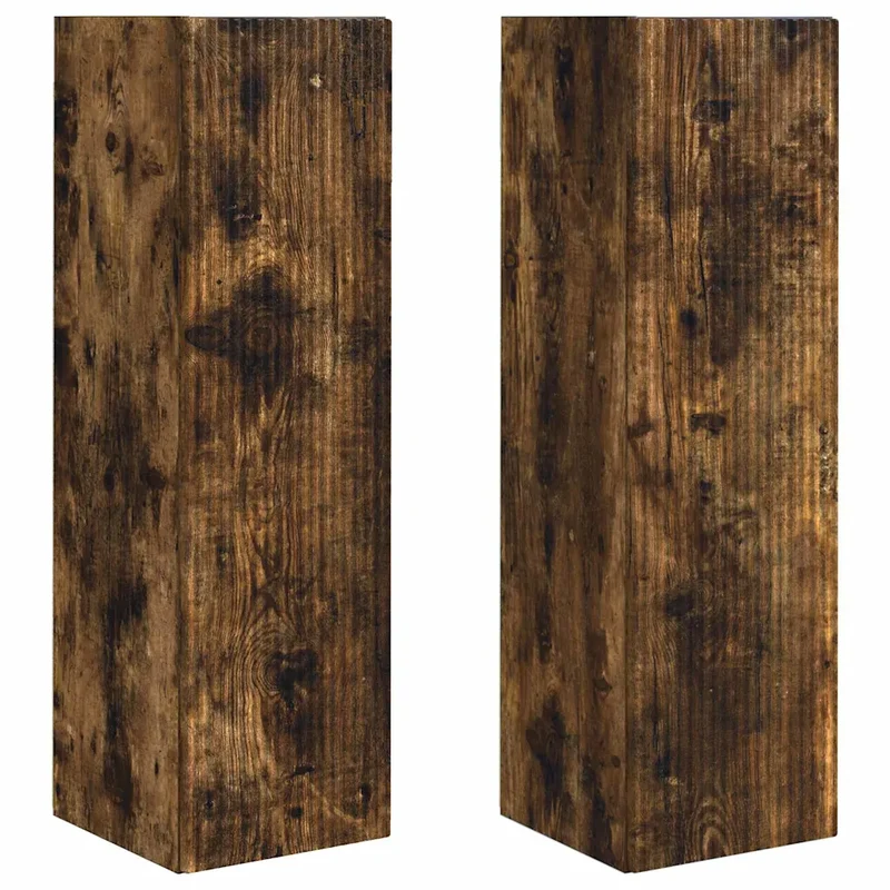 Meuble TV mural moderne espace gain rangement 30 x 31 x 100 cm en bois d'ingénierie chêne fumé 02_0054996