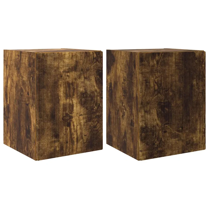 Meuble TV mural moderne avec 2 portes et 2 étagères 30 x 31 x 40 cm en bois d'ingénierie chêne fumé 02_0054945