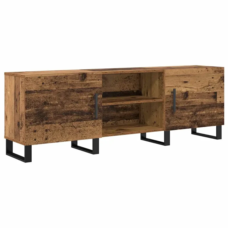 Meuble TV rectangulaire moderne avec espaces de rangement pratiques 150 x 30 x 50 cm en bois ancien 02_0052515