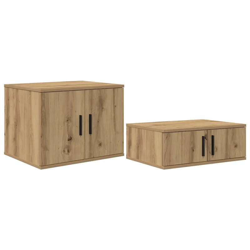 Armoire de rangement moderne avec 2 étagères 118 x 41 x 40 cm style épuré en bois d'ingénierie chêne artisanal 02_0052117