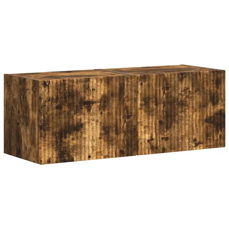 Lot de 2 meubles TV muraux modernes avec étagères 60 x 31 x 29,5 cm en bois d'ingénierie chêne fumé 02_0054880