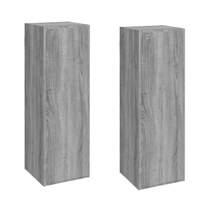 Lot de 2 meubles TV suspendus modernes espace de rangement 30,5 x 30 x 90 cm en bois d'ingénierie gris 02_0048243
