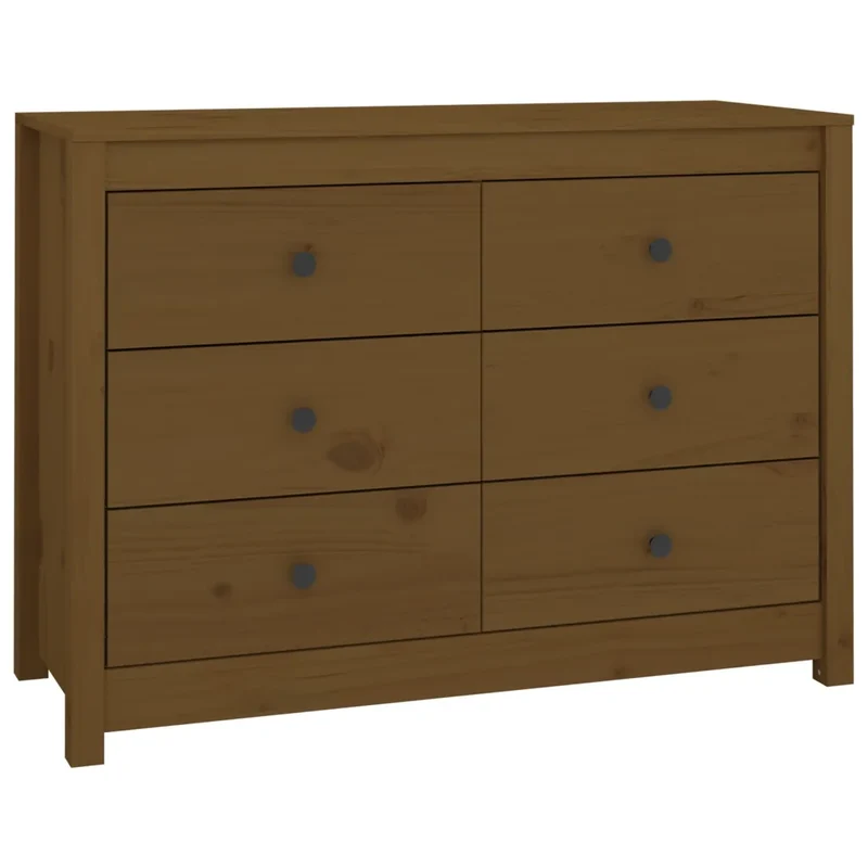 Armoire latérale bois de pin massif rangement pratique 100 x 40 x 72 cm style rustique en bois marron miel 02_0048459