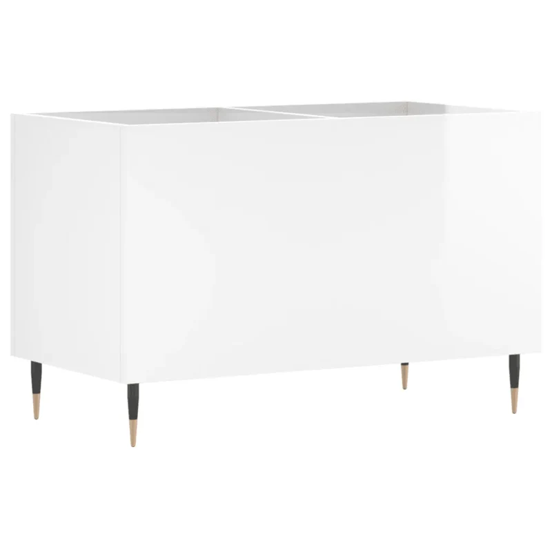 Armoire à disques pratique classique 74,5 x 38 x 48 cm finition mate style industriel en bois blanc brillant 02_0049125