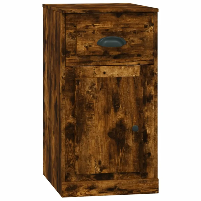 Armoire latérale avec tiroir rangements pratiques 40 x 50 x 75 cm en bois d'ingénierie chêne fumé 02_0048272