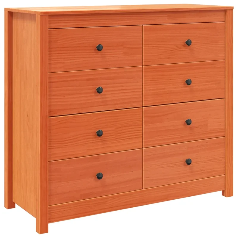 Armoire latérale fonctionnelle rustique 100 x 40 x 90 cm avec tiroirs spacieux en bois de pin massif cire marron 02_0049471