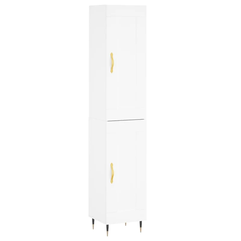 Buffet bahut commode armoire meuble de rangement organisateur cuisine salle de séjour salon haut 34,5 x 34 x 180 cm bois d'ingénierie blanc 02_0032430