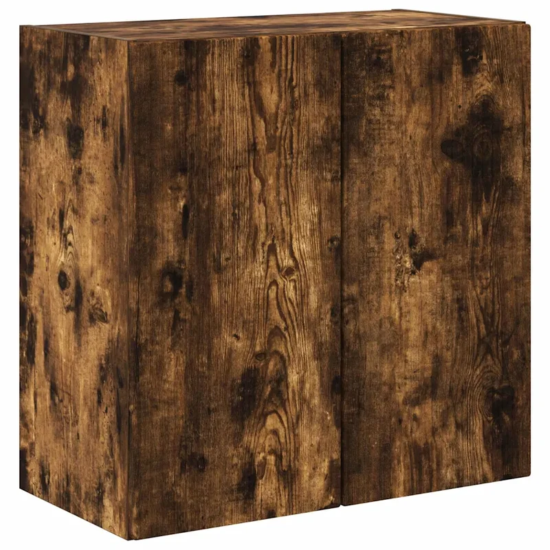 Meuble TV mural rectangulaire contemporain rangement pratique 59,5 x 31 x 60 cm en bois d'ingénierie chêne fumé 02_0055026