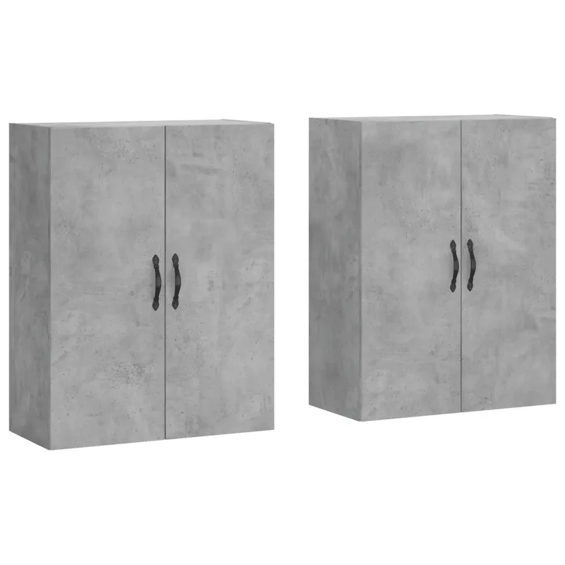 Lot de 2 armoires murales rangement polyvalent 69,5 x 34 x 90 cm en bois d'ingénierie gris béton 02_0055396