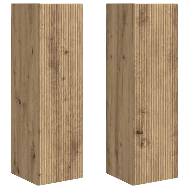 Meuble TV mural moderne fonctionnel avec rangements discrets 30 x 31 x 100 cm en bois d'ingénierie chêne artisan 02_0055002