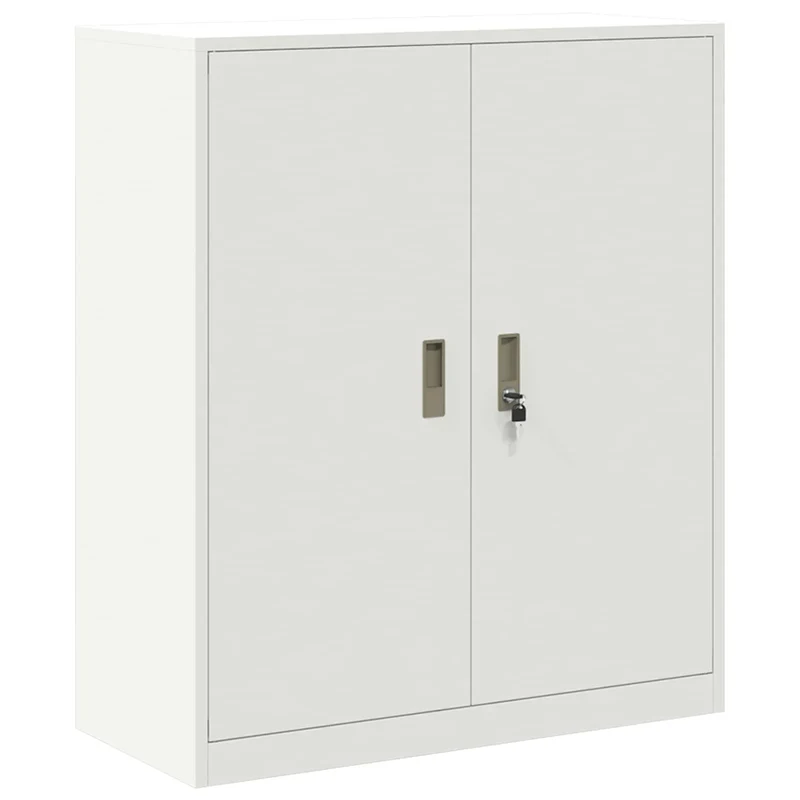 Armoire de rangement moderne design industriel 90 x 40 x 105 cm grande capacité de stockage en acier blanc 02_0054826