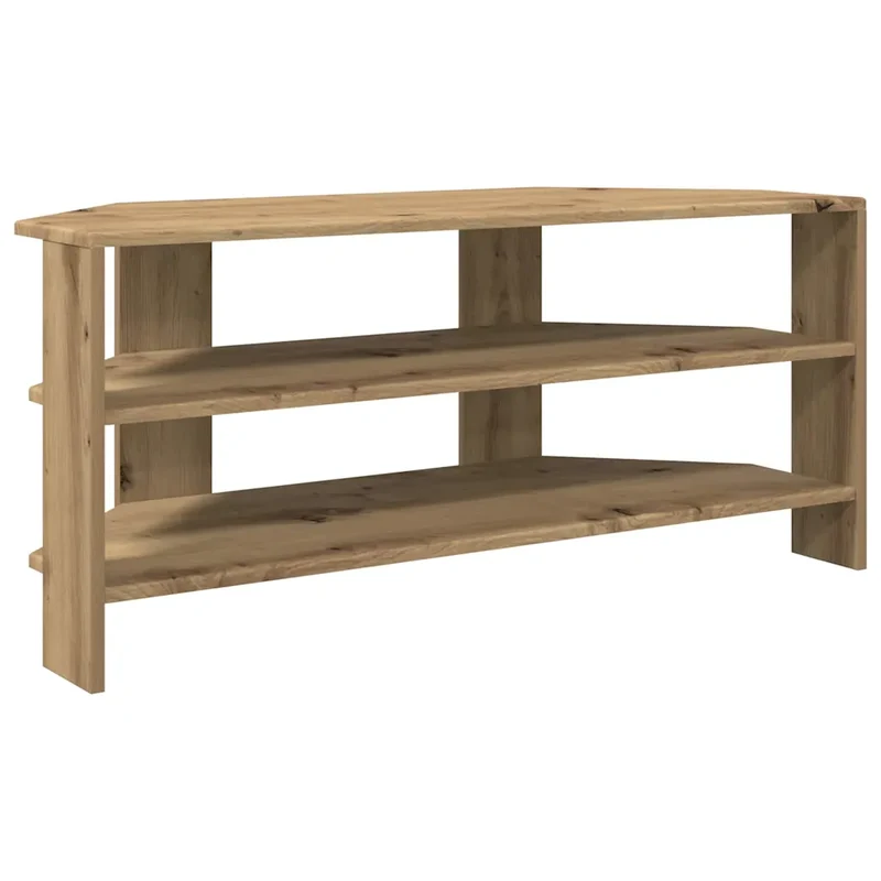 Meuble TV d'angle moderne rangement pratique 102 x 40 x 45 cm en bois d'ingénierie chêne artisanal 02_0054679