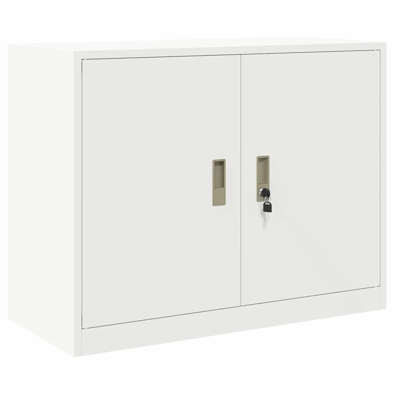 Armoire de rangement moderne avec portes verrouillables 90 x 40 x 70 cm en acier laminé à froid blanc 02_0054814