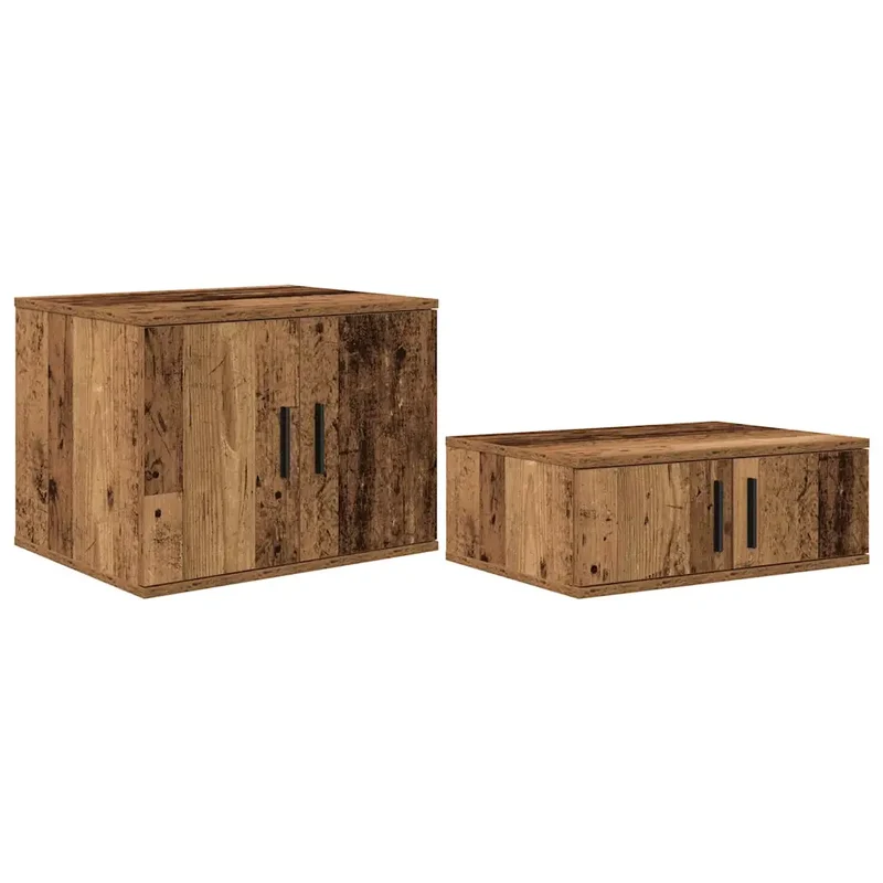Lot de 2 armoires de rangement modernes minimalistes 103 x 41 x 40 cm en bois d'ingénierie bois ancien 02_0052132