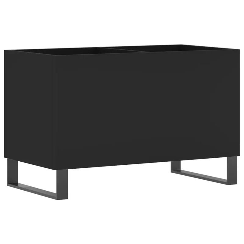 Armoire à disques pratique et classique 74,5 x 38 x 48 cm finition mate style industriel en bois noir 02_0049134
