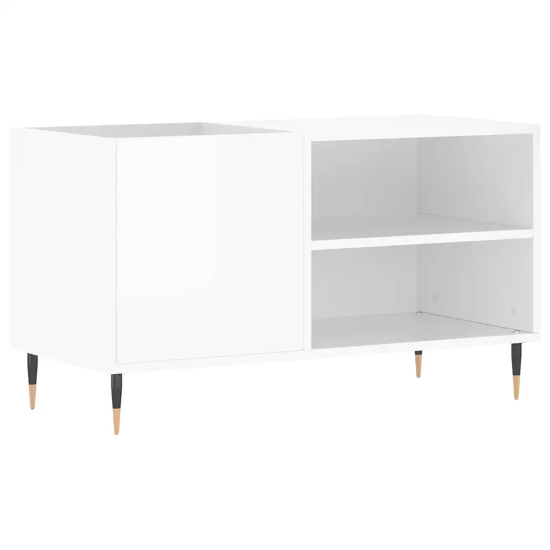 Armoire à disques pratique et classique 85 x 38 x 48 cm en bois d'ingénierie blanc brillant 02_0049102