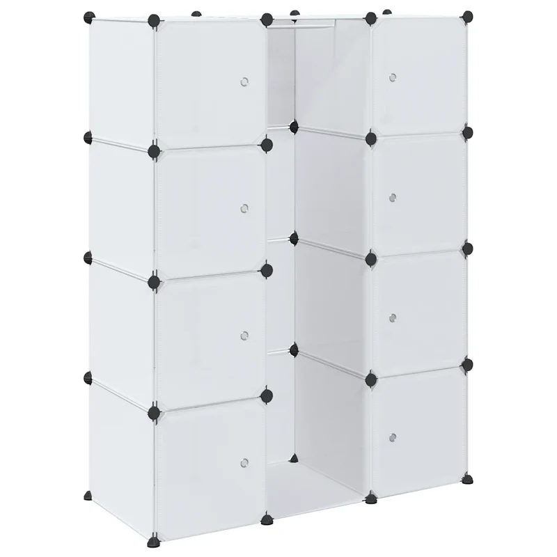 Armoire modulaire 9 compartiments rangement élégant chambre salon 109 x 36,5 x 143 cm en plastique blanc 02_0046220