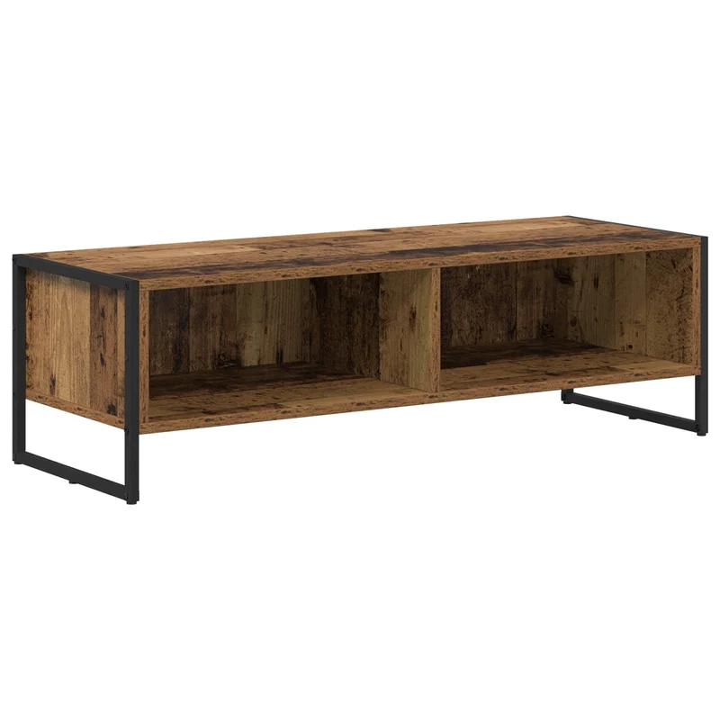 Meuble TV rectangulaire design industriel salon esthétique moderne 100 x 36,5 x 30,5 cm en bois ancien 02_0054557