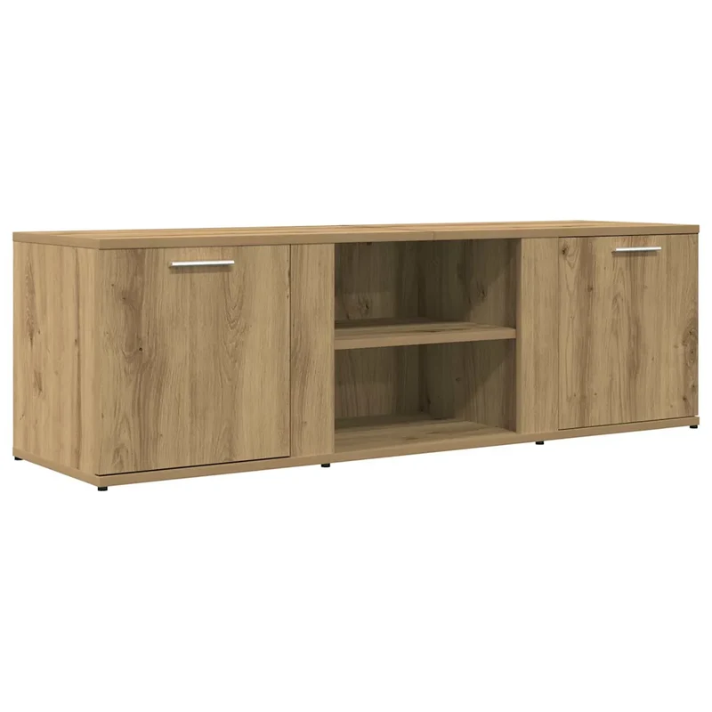 Meuble TV moderne avec rangement 120 x 34 x 37 cm grande stabilité finition mate en bois d'ingénierie chêne artisanal 02_0050700