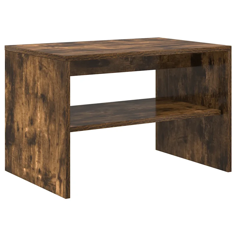 Meuble TV design fonctionnel 60 x 40 x 40 cm double fonction rangement en bois d'ingénierie chêne fumé 02_0051223