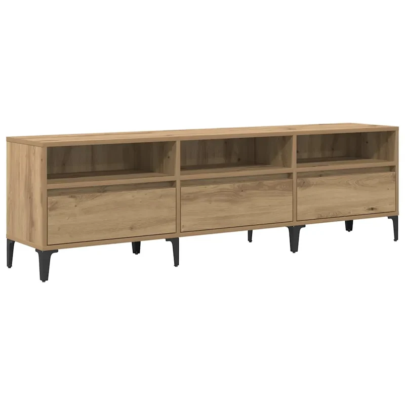Meuble TV avec tiroir et étagères rustique polyvalent salon 150 x 30 x 45 cm en bois d'ingénierie chêne artisanal 02_0052483
