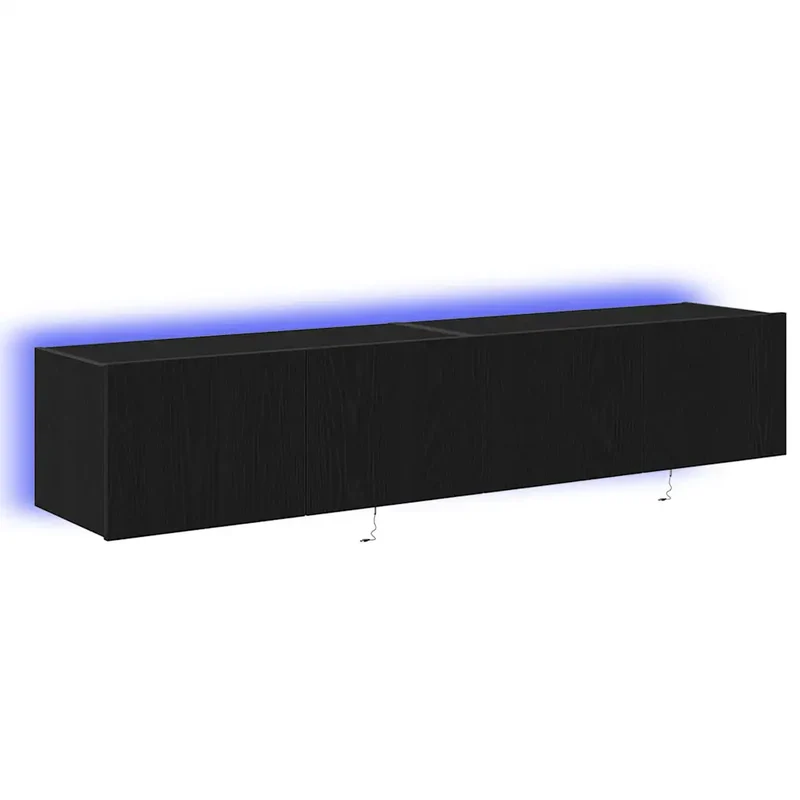 Meuble TV mural moderne rangement pratique 80 x 35 x 31 cm en bois d'ingénierie chêne noir 02_0051937