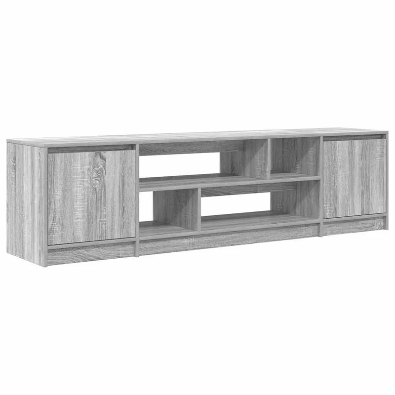 Meuble TV avec grand espace de rangement 188,5 x 41 x 50 cm design moderne salon en bois d'ingénierie gris 02_0055829