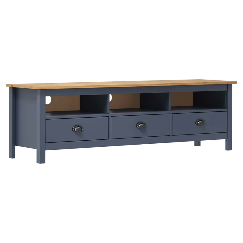 Meuble TV multimédia étagère télévision buffet téléviseur salle à manger salon chambre Hill Range 158 x 40 x 47 cm bois de pin solide gris 02_0027641