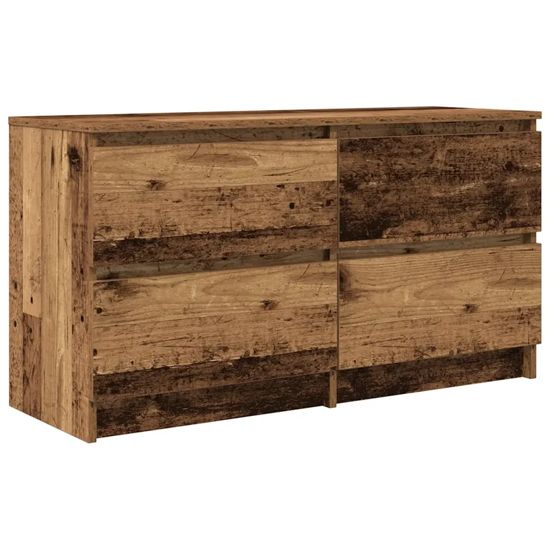 Meuble TV vieux bois salle à manger 100 x 35 x 54 cm avec 4 tiroirs style rustique en bois d'ingénierie 02_0051750