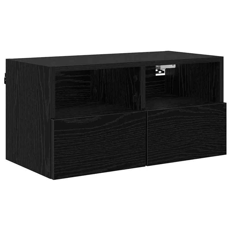 Meuble TV mural design moderne rangement optimisé 60 x 30 x 30 cm en bois d'ingénierie noir 02_0052788