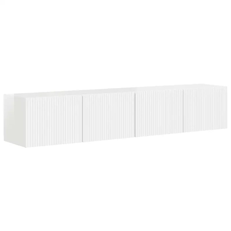 Lot de 2 meubles TV muraux modernes rangement pratique 78,5 x 31 x 29,5 cm en bois d'ingénierie blanc brillant 02_0054908