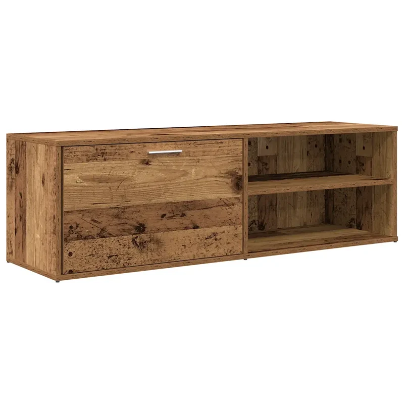 Meuble TV vintage pratique espace rangement 120 x 34 x 37 cm en bois d'ingénierie vieux bois 02_0050698
