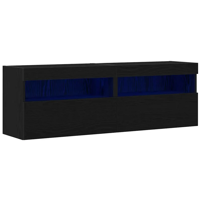 Meuble TV mural design moderne rangement pratique 60 x 30 x 40 cm en bois d'ingénierie noir 02_0051842