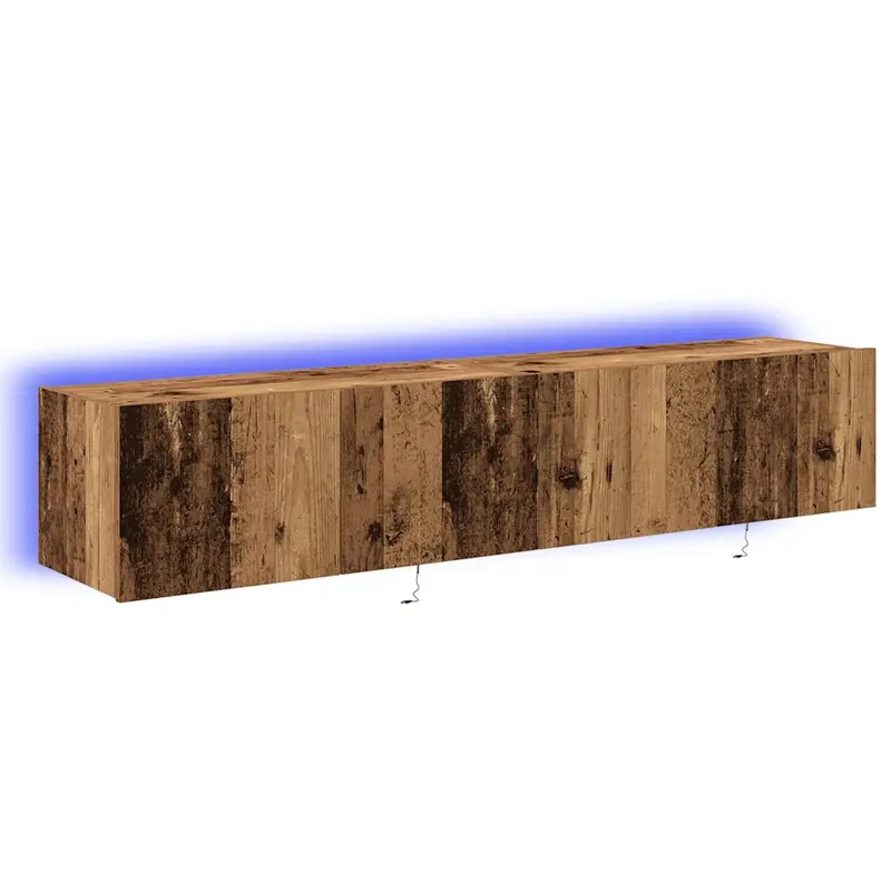 Meuble TV mural moderne avec éclairage LED ambiance captivante 80 x 35 x 31 cm en bois ancien 02_0051933