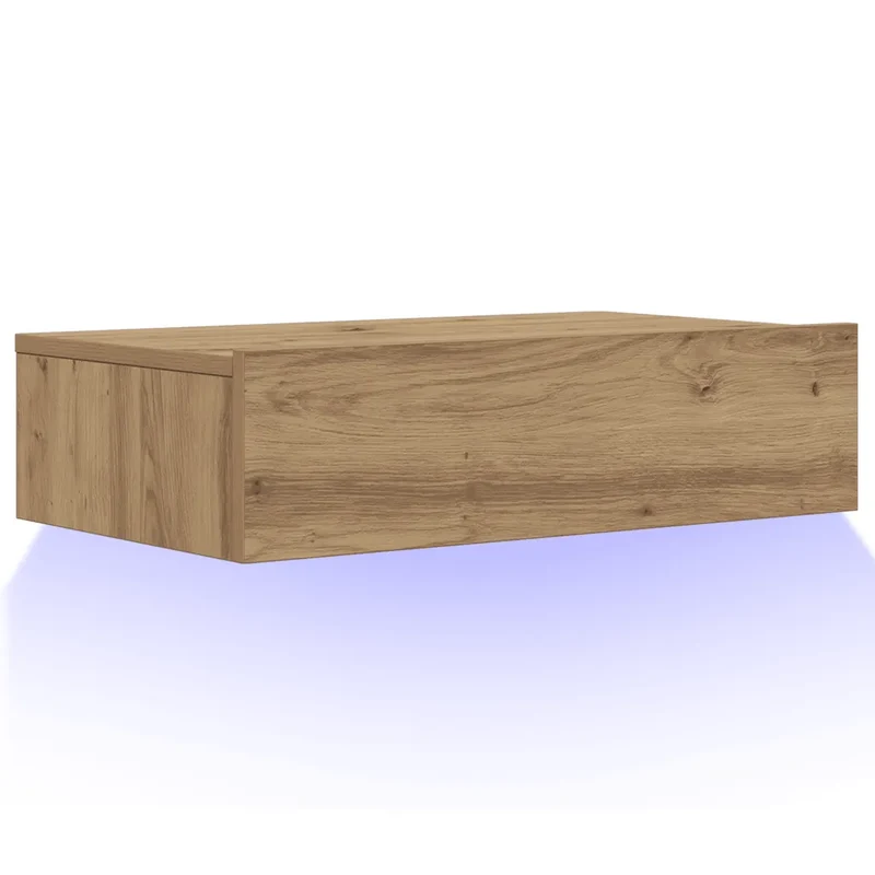 Meuble TV mural gain de place avec éclairages LED 60 x 35 x 15 cm en bois d'ingénierie chêne artisanal 02_0050856