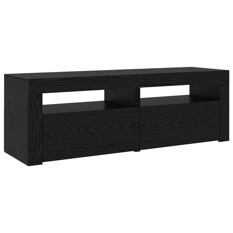 Lot de 2 meubles TV design minimaliste avec éclairage LED 240 x 35 x 40 cm en bois d'ingénierie chêne noir 02_0055894
