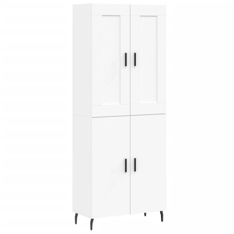 Buffet bahut commode armoire meuble de rangement organisateur cuisine salle de séjour salon haut 69,5 x 34 x 180 cm bois d'ingénierie blanc 02_0032594