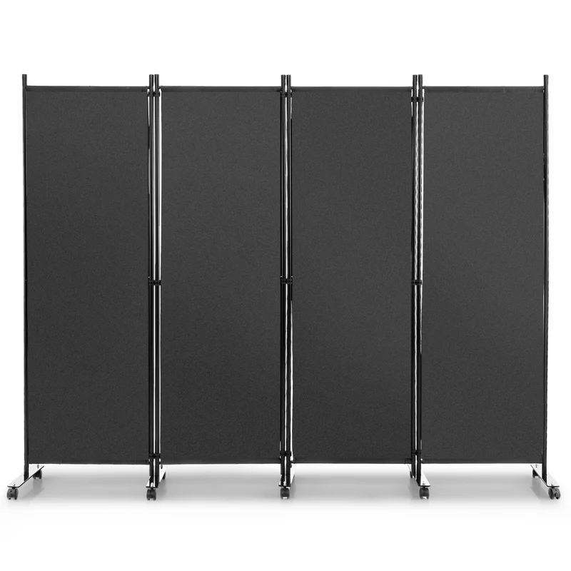 Paravent à roulettes 4 panneaux pliable 225 x 30 x 173 cm protection privée moderne en métal gris 20_0013054