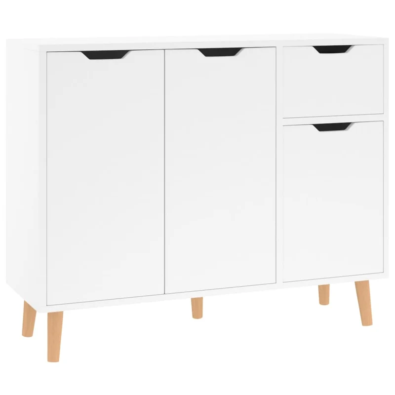 Buffet bahut commode armoire meuble de rangement organisateur cuisine salle de séjour salon brillant 90 x 30 x 72 cm bois d'ingénierie blanc 02_0030780