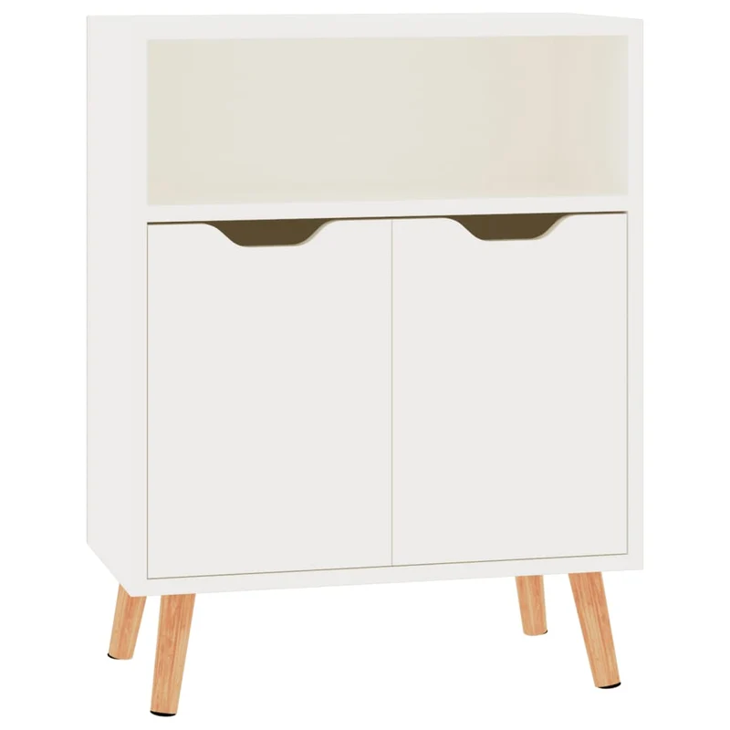 Buffet bahut commode armoire meuble de rangement organisateur cuisine salle de séjour salon brillant 60 x 30 x 72 cm bois d'ingénierie blanc 02_0030656
