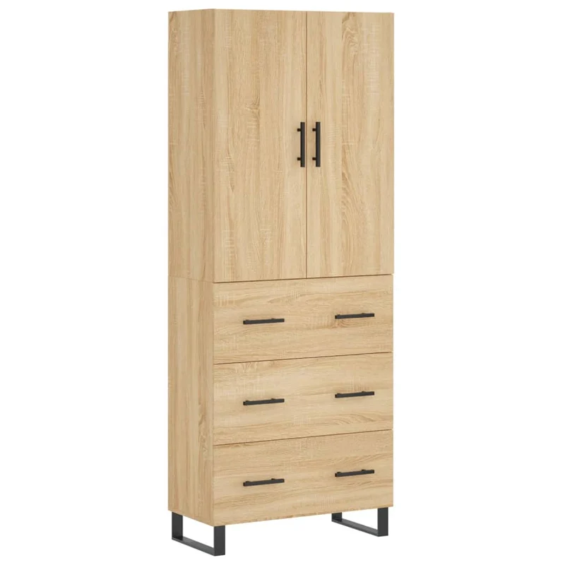 Buffet bahut commode armoire meuble de rangement organisateur cuisine salle de séjour salon haut sonoma 69,5 x 34 x 180 cm bois d'ingénierie marron 02_0034105