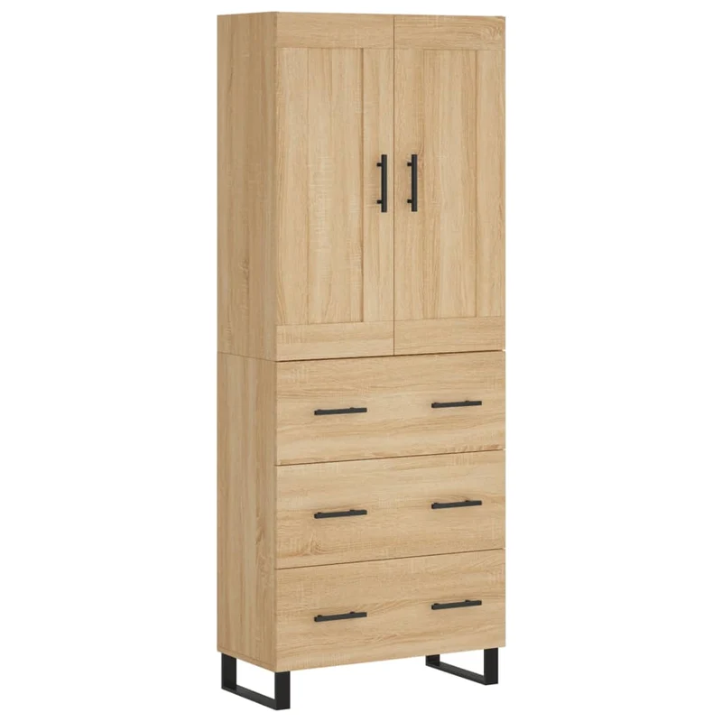 Buffet bahut commode armoire meuble de rangement organisateur cuisine salle de séjour salon haut sonoma 69,5 x 34 x 180 cm bois d'ingénierie marron 02_0034138