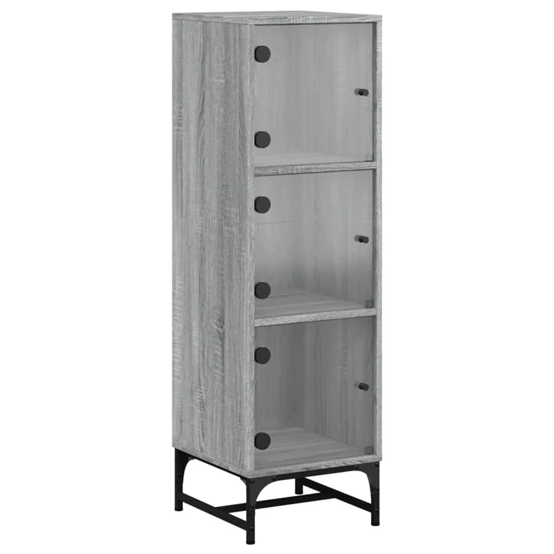 Buffet bahut commode armoire meuble de rangement organisateur cuisine salle de séjour salon avec portes en verre sonoma 35 x 37 x 120 cm gris 02_0030125