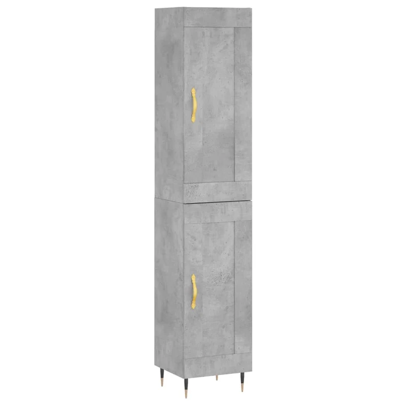 Buffet bahut commode armoire meuble de rangement organisateur cuisine salle de séjour salon haut 34,5 x 34 x 180 cm bois d'ingénierie gris 02_0034329