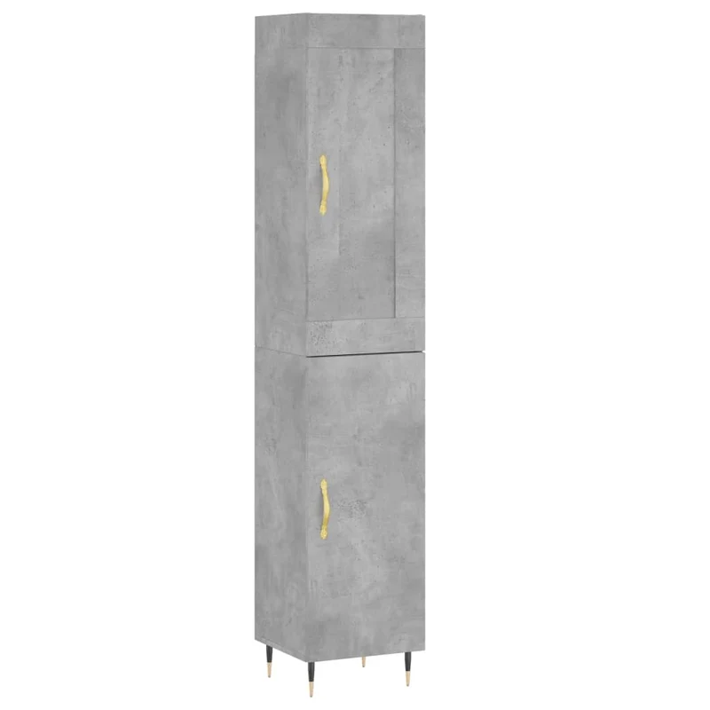 Buffet bahut commode armoire meuble de rangement organisateur cuisine salle de séjour salon haut 34,5 x 34 x 180 cm bois d'ingénierie gris 02_0034424